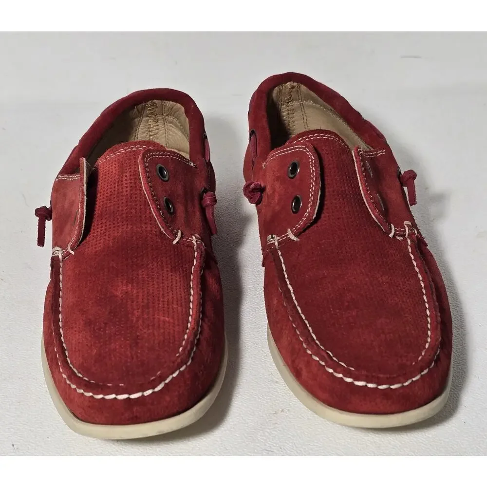 John Varvatos Firebrick Red Schooner Shoe Laceless Star USA Suede Sz. 7.5